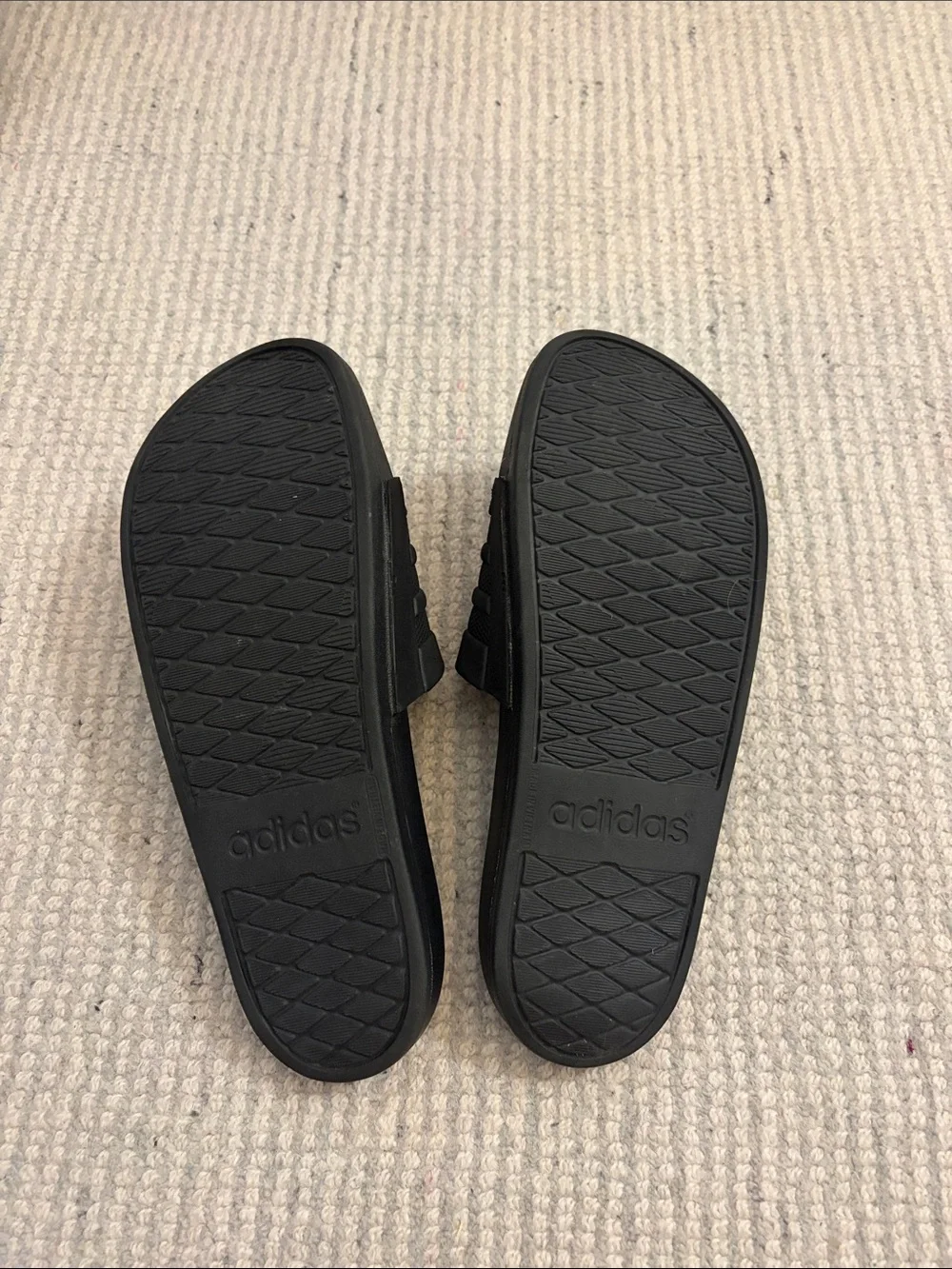 Adidas Black Slide Sandals with Three-Rib Strap - Picture 2 of 4